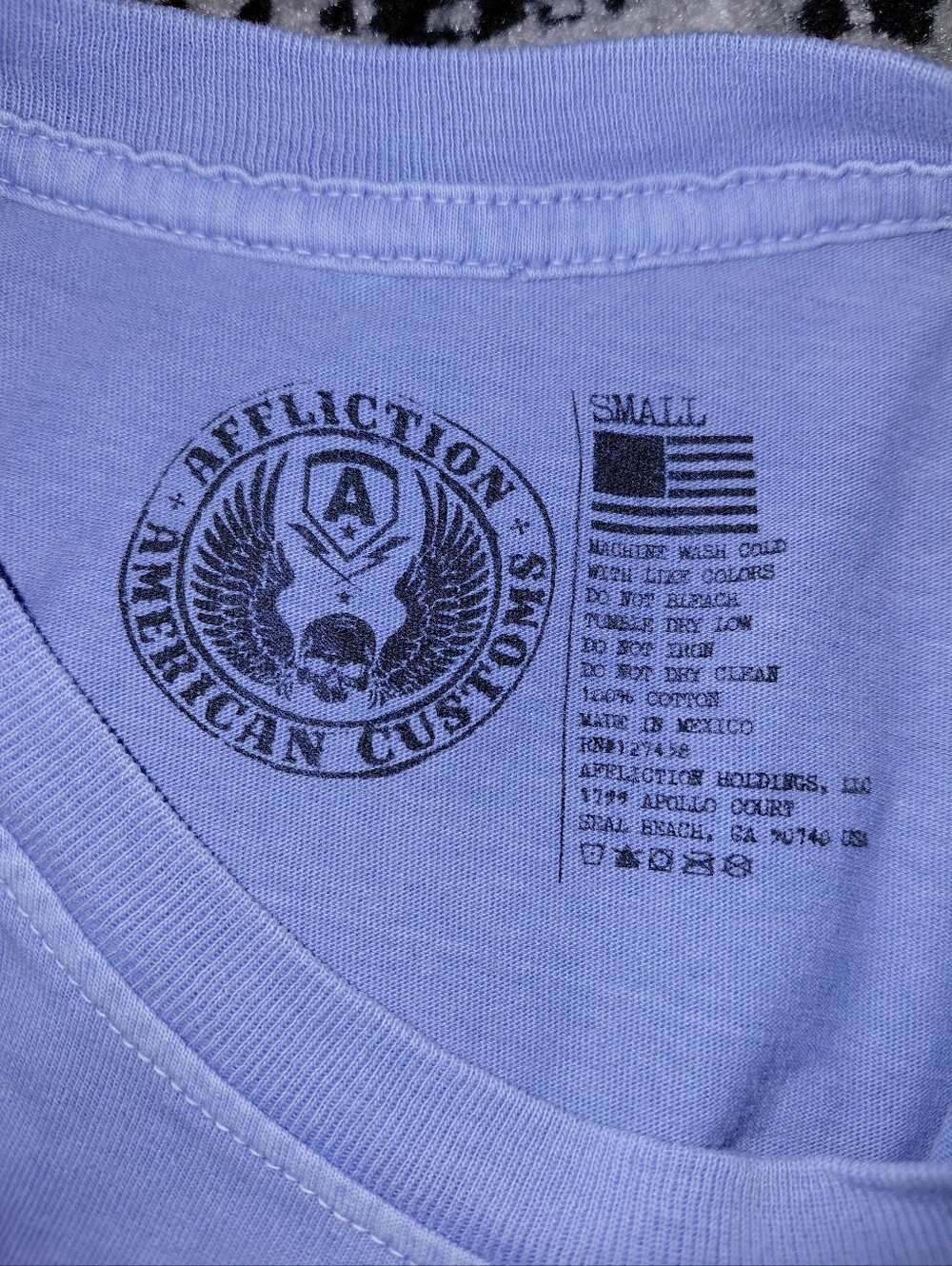 Affliction AC Eagle Clutch Tee S Lavender Vintage Wash Y2K Biker Graphic T-Shirt - Picture 6 of 7